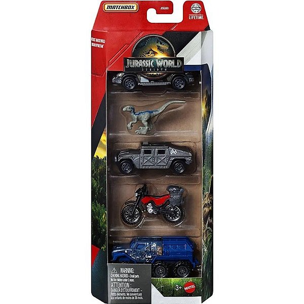 Kit de Caça a Dinossauros Jurassic World Rebirth Matchbox Mattel - JGL24 (5 unidades)