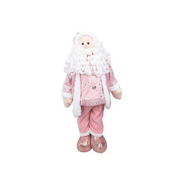 Boneco do Papai Noel 90cm - Rosa e Branco com Lantejoulas