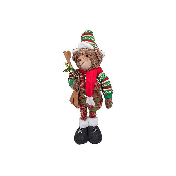 Boneca de Natal Urso com Chapéu Retrátil 56 A 96CM Verde