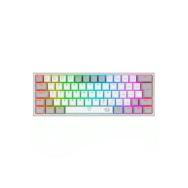Teclado Gamer Redragon Fizz K617 RGB USB-C - Branco e Cinza