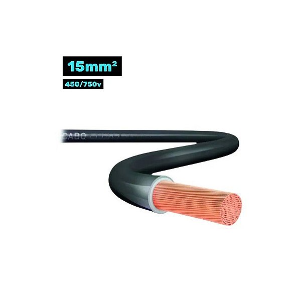 Cabo Flexsil 450/750V 1*15MM 100M Preto