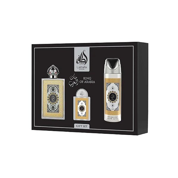 Kit Presente Lattafa Pride King Of Arabia - 3 Em 1 - Eau de Parfum - Unissex - 100ML
