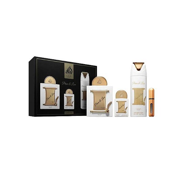 Kit Presente Lattafa Pride Peace & Love - 3 Em 1 - Eau de Parfum - Unissex - 100ML