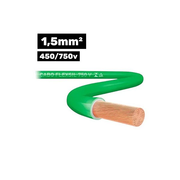 Cabo Flexsil 450/750V 1×1,5MM 100M Verde