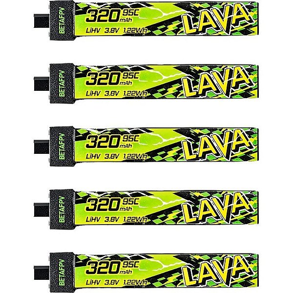 Bateria BETAFPV Lava Series BT2.0 1S 320 mAh 95C 3.8V (5 peças)