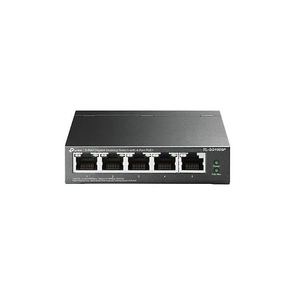 Switch Hub TP-Link de 5 Portas TL-SG1005P 10/100/1000 com 4 Portas PoE de 56W