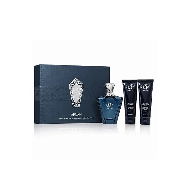 Kit Afnan Turathi Blue Eau de Parfum Masculino 90ML - 3 Unidades