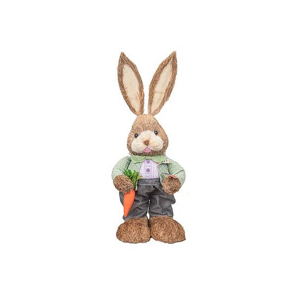 Coelho De Páscoa Decorativo De Palha 60 CM Com Traje