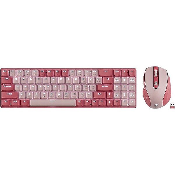 Mouse e Teclado Gamer Sem Fio Redragon BS-8772RP Rosa