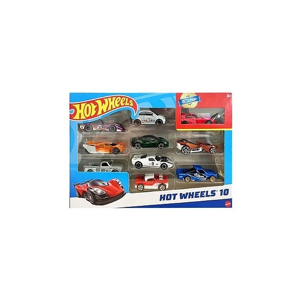 Ferrorama Hot Wheels Die Cast Básico Pacote de 10 Carros