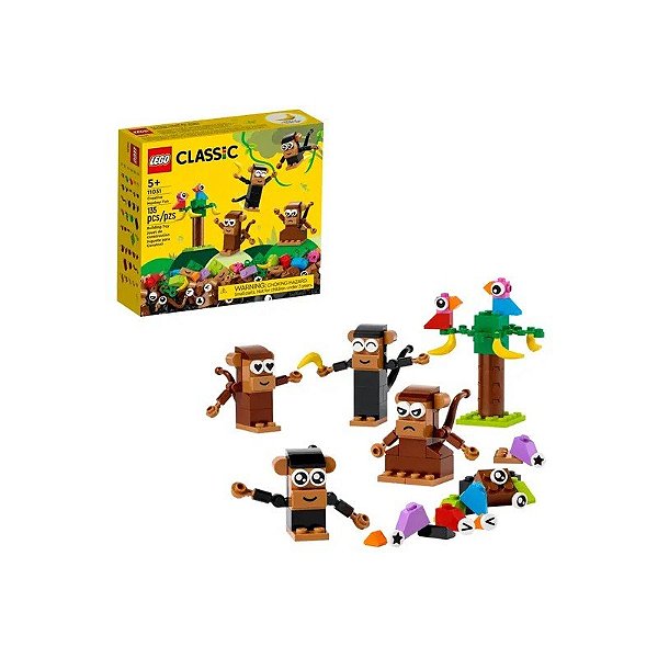 Kit de Peças Lego Classic Diversão Criativa com Macaco 135 Peças