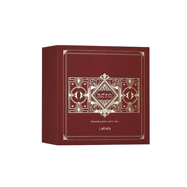 Kit Perfume Lattafa Badee Al Oud Sublime - Água de Perfume - Unissex - 3 Em 1 - 100ML + 12ML + 50ML