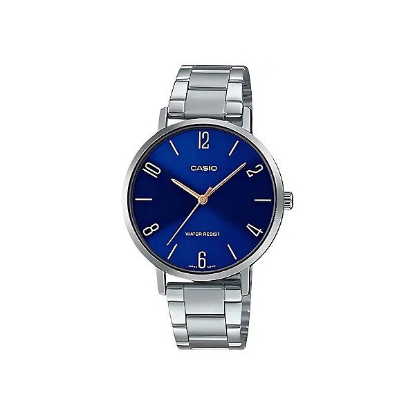 Relógio Casio LTP-VT01D-2B2UDF Analógico Feminino - Prata/Azul