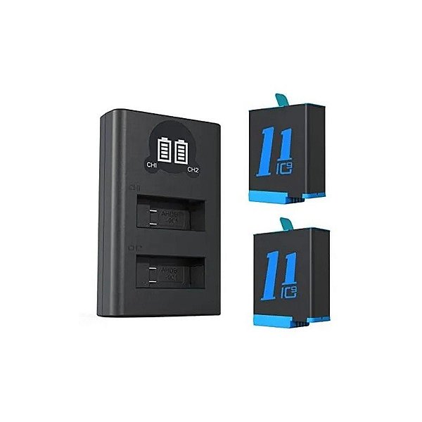 Kit de Bateria e Carregador Kingma para Hero 9/10/11 com 2 Baterias
