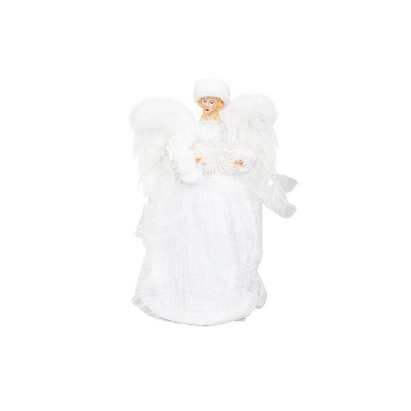 Boneco Anjo de Natal Branco com Estrela 40CM
