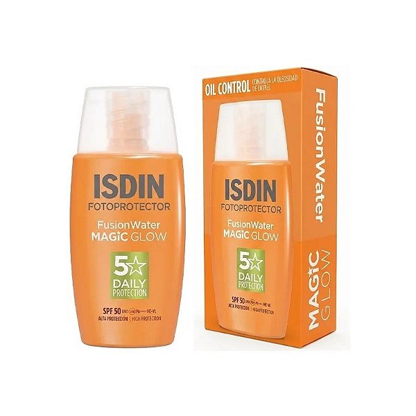 Protetor Solar Facial Isdin Fusion Water Magic Glow FPS 50 50 ML