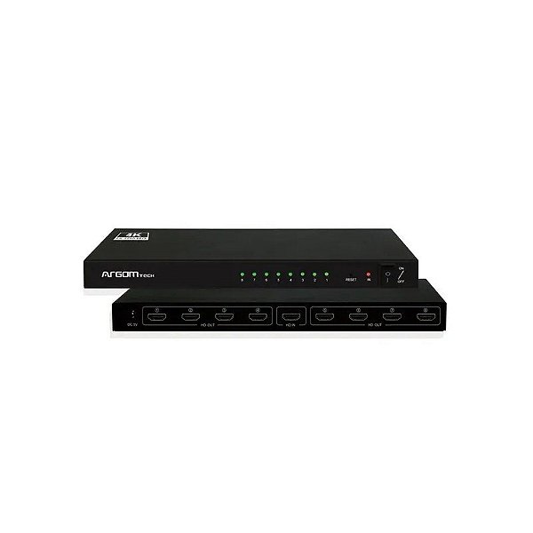 Hub Divisor Seletor Argom HDMI 8X1 ARG-AV-5118 A00570 4K Ultra HD - Preto