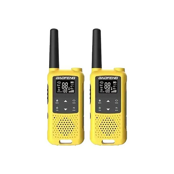 Walkie Talkie Baofeng T22 - 5 KM - 16 Canais - Kit 2 - Amarelo