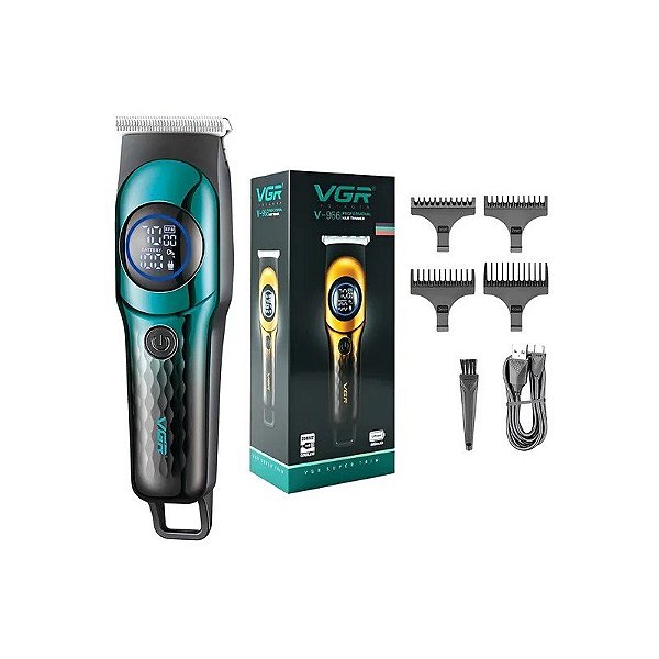 Cortador de Cabelo VGR V-966 Recarregável - Verde/Preto