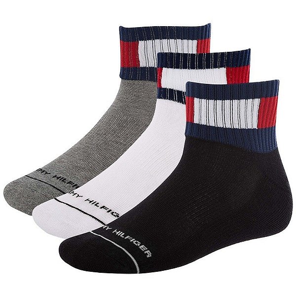 Meias Tommy Hilfiger THM211QT03 002 Masculina (3 Pares)
