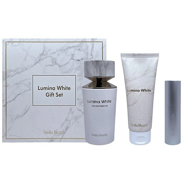 Kit Perfume Stella Dustin Lumina White EDP 2 de 100mL+Loção Corporal+Atomizador 5mL