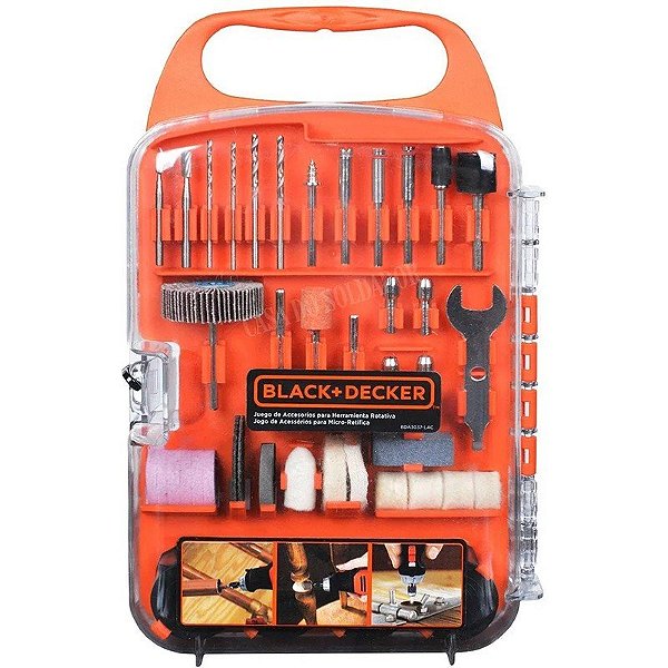 Jogo de Acessórios para Rotativa Black+Decker BDA3037-LAC (175 peças)