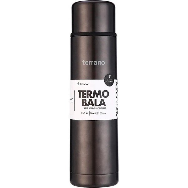 Garrafa Térmica Terrano Bala 750mL 2022489 - Preto Metálico