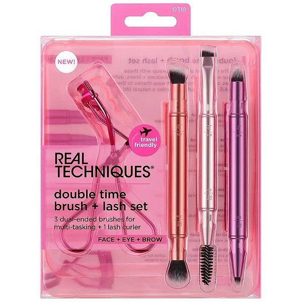 Kit Pincel + Curvex de Cílios Real Techniques Double Time | 0318 (4 Peças)