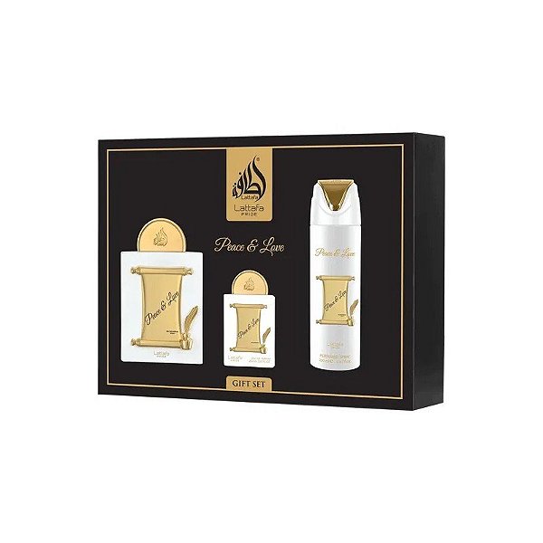 Kit Lattafa Perfume Águas da Paz & Amor Presente Eau de Parfum Unissex - 3 Unidades