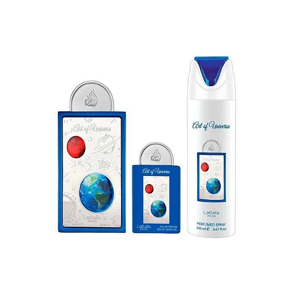 Kit Lattafa Pride Art Of Universe - 3 Em 1 - Perfume Eau de Parfum 100ML + Perfume Eau de Parfum 20ML + Desodorante 200ML