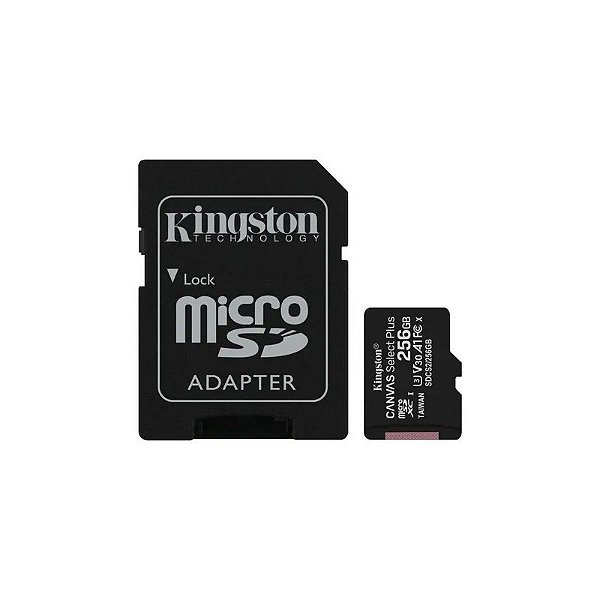 Cartão de Memória Micro SD Kingston Canvas Plus 100 MB/s 256 GB (SDCS2/256GB)