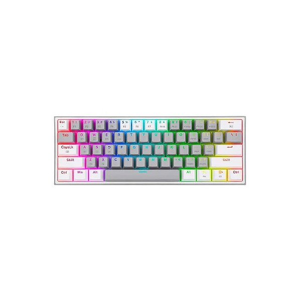 Teclado Gamer Redragon Fizz K617 RGB USB-C - Cinza e Branco