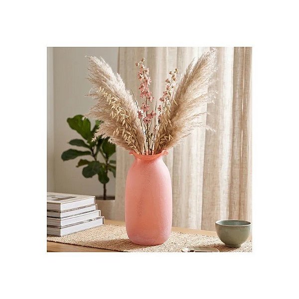Vaso de Vidro Soprado - Tonalidade Coral