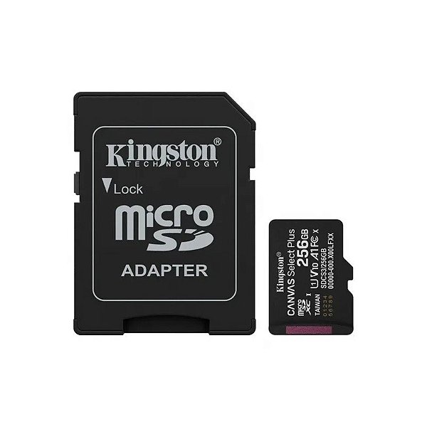 Cartão Microsd 256GB Kingston 150MB/s V10 A1 SDCS3/256GB Canvas Sel Plus