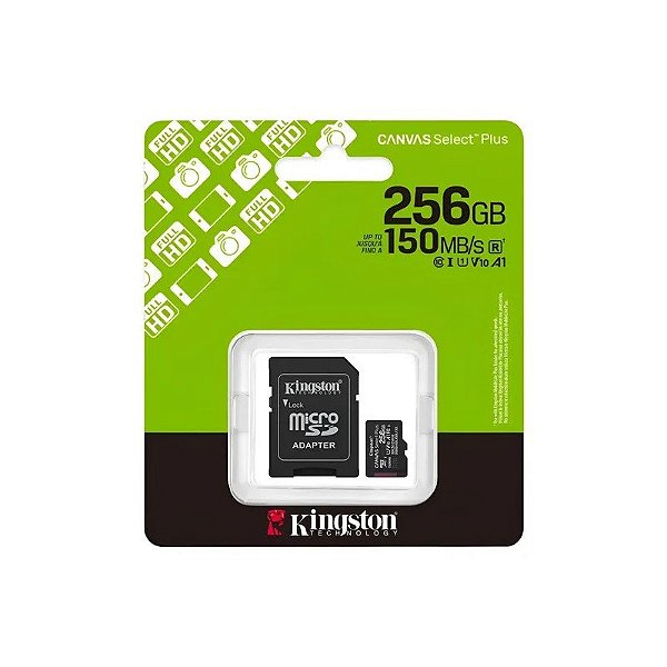 Cartão de Memória Micro SD Kingston Canvas Select Plus 256GB 100MBS - SDCS3/256GB