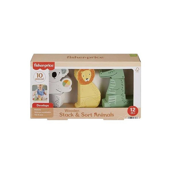Jogo Didático Fisher Price de Empilhar e Classificar Animais