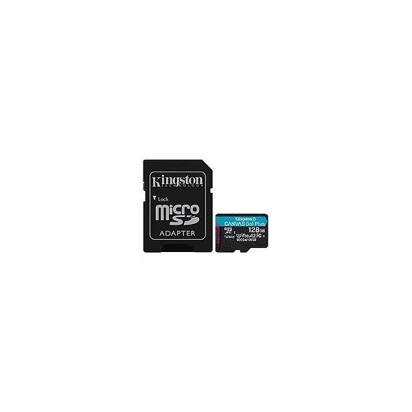 Cartão de memória Micro SD Kingston Canvas Go Plus U3 C10 V30 A2 128GB - SDCG4/128GB
