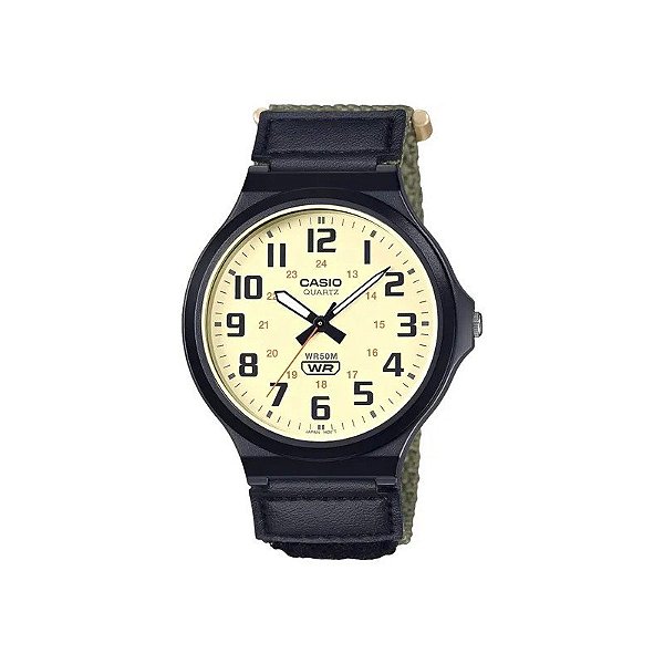 Relógio Casio MW-240B-3BVDF Analógico Masculino - Preto/Verde