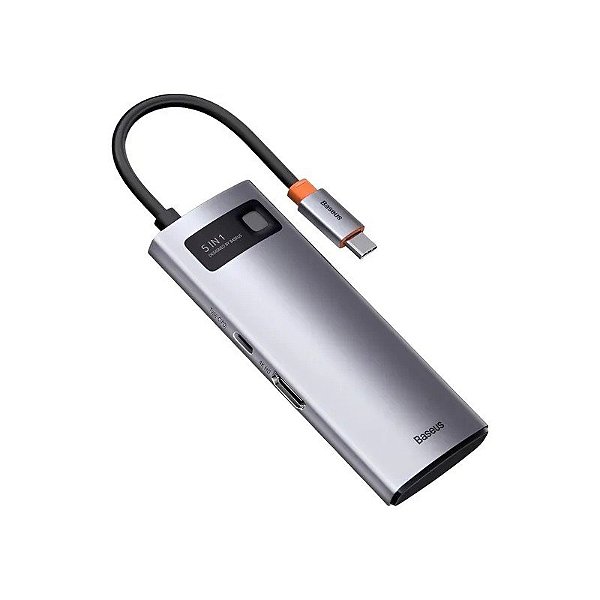 Hub Baseus Série Lite 5 Em 1 USB-C Cor Cinza (CAHUB-CX0G)