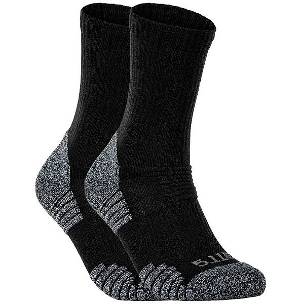 Par Meias 5.11 Tactical Duty Ready Ultra Crew Socks 10046-019 Preto (2 Pares)
