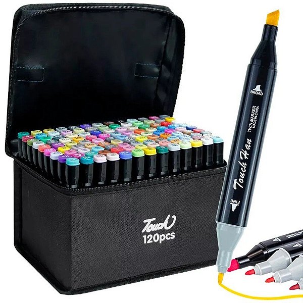Kit de Marcadores Touch de Dupla Ponta - 120 Peças