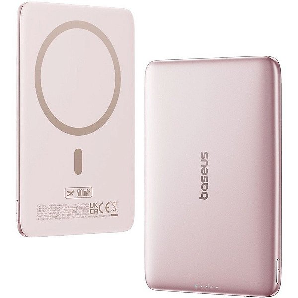 Carregador Portátil Baseus PicoGo Qi2 5000mAh 20W - Powerbank Magnética Rosa Nebulosa