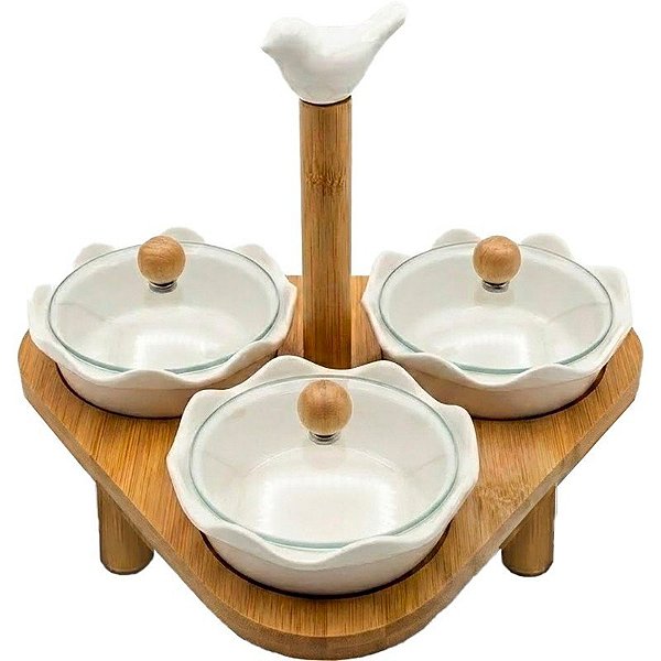 Jogo de Tigela com Base de Bambu GA824-4AK730 - (3 peças)