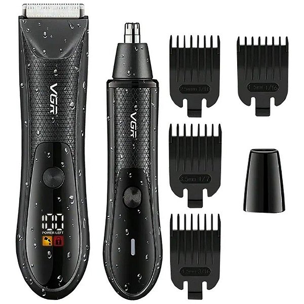 Kit Recortador de Pelos Nasal e Corporal VGR Voyager V-934 Professional - Preto