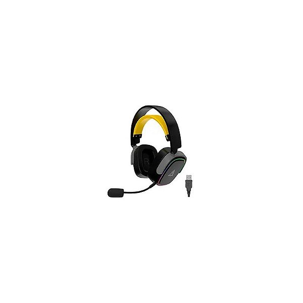 Fone de Ouvido Gamer Ajazz AHM09 Max RGB / Wireless - Preto / Cinza (986857)
