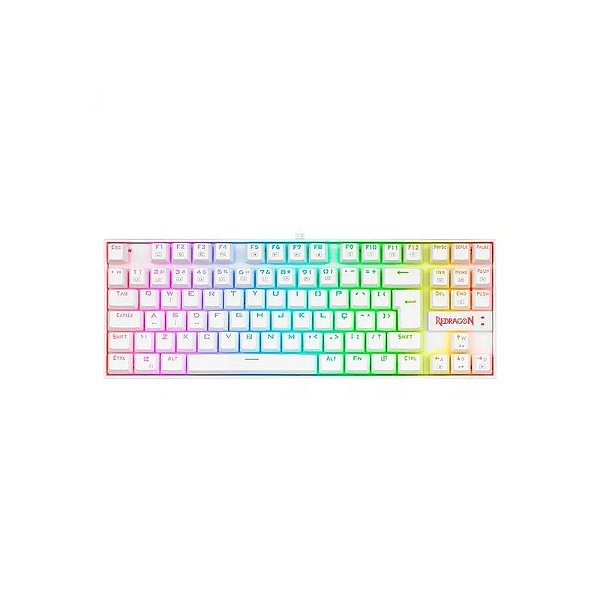 Teclado Mecânico Redragon K552W-RGB Kumara WHT US Red Swith Vermelho