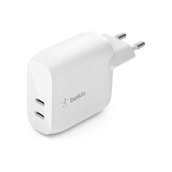 Carregador Duplo de Parede Belkin WCB006VFWH 20W USB-C, PD 40W Branco Brasil