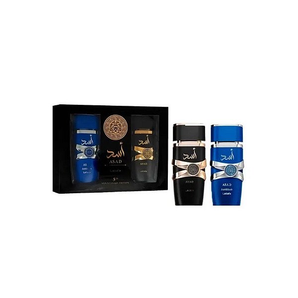 Kit Perfume Lattafa Asad + Asad Zanzibar Eau de Parfum Masculino 2x100ml