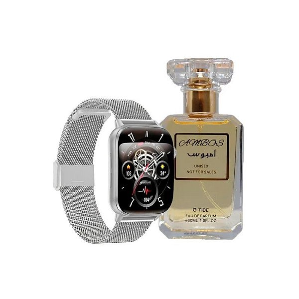 Relógio Smart Watch G-Tide S6 Pro + Perfume Ambos Silver