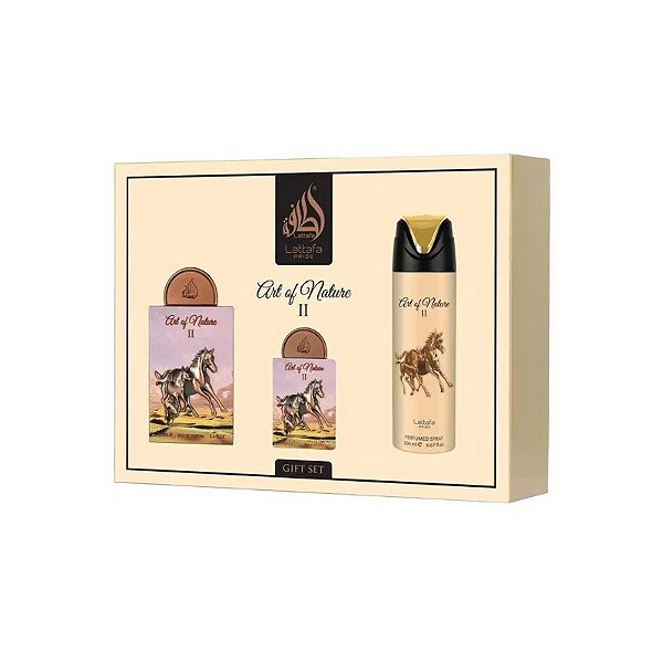 Kit Perfume Lattafa Pride Art Of Nature II Edp 100ML + Mini Perfume 20ML + Spray 200ML - Unissex